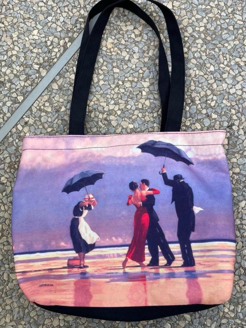 The singing butler Tote Bag in Lavender and Red